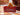 New Set Of 6 Lucite Red / Orange Pizza Slice Coasters W/ Pizza Box Holder
