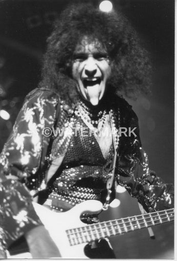 Vtg 1970s Gene Simmons Concert Tour Preforming Kiss Band Music Photo #2404
