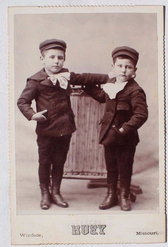 Vintage Antique B&W 1900s 2 Brothers Kids / Children Boys Missouri Photo