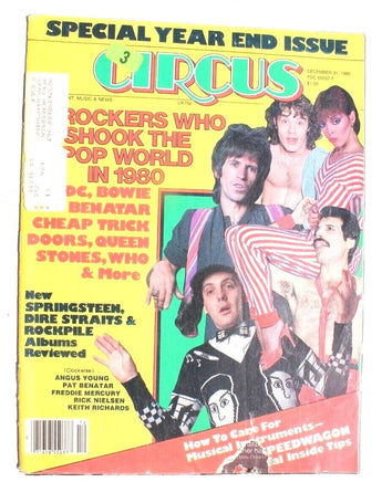Vtg Circus Magazine December 1980 - Angus Young & Bruce Springsteen W/ POSTER