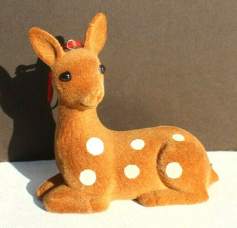 Laying Down Reindeer Fuzzy Elk Deer Figurine Christmas Tree Ornaments Home Decor