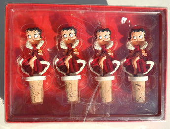 Sealed Set Of 4 Betty Boop Cork Wine Bottle Stopper