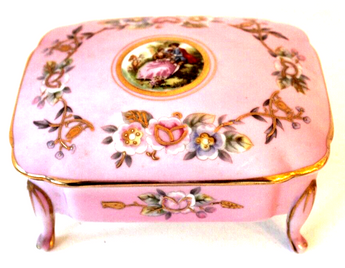 Vtg Royal Carton Original Arnartcreation Japan Pink Victorian Trinket Box