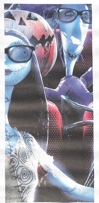 Vtg SHOCK /SALLY Nightmare Before Christmas Movie Shots Lithograph On Canvas