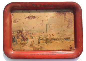 VTG 1930s King of Bottled Beer Budweiser Steamship St. Louis Serving Tray 13X17