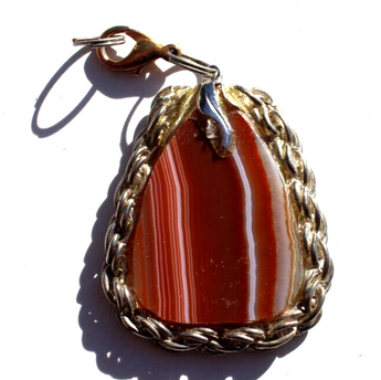 Vintage Gemstone (Agate Stone Geode Crystal) Necklace Pendant Jewelry