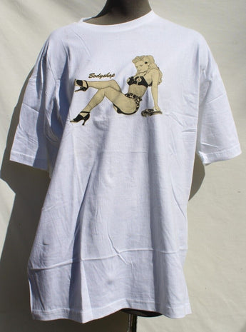 NEW Von Dutch BODY SHOP Pin Up Girl 8 Ball Men’s WHITE T-Shirt