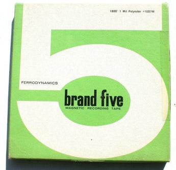 Vtg Ferrodynamics 5 Brand Five 1800" / 1 Mil Polyester Reel Recording Tape