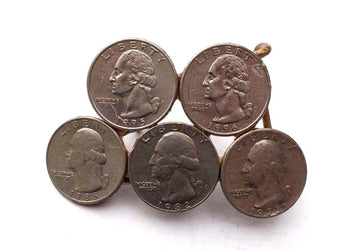 Vtg 1960's Metal Quater Coin Modernist Belt Buckle Pendant Abstract Organic #24