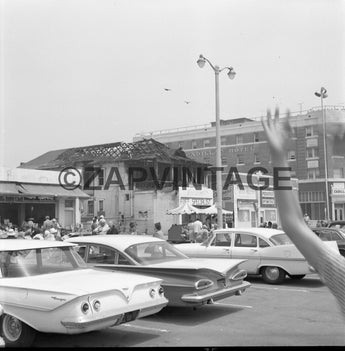 Vtg 1964 Venice Beach California Building / House On Fire Burnt Down Photo #1970