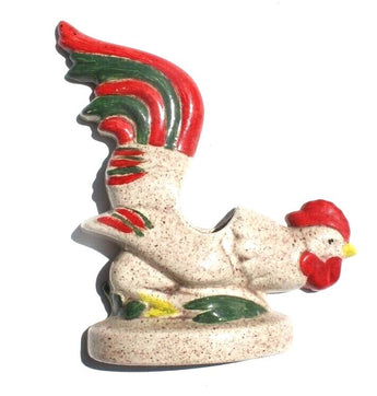 Vtg MCM California Art Pottery Fighting Rooster Figurine Wall Pocket Vase