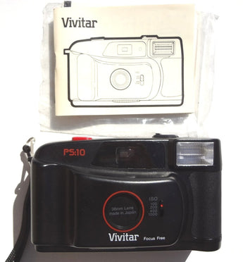 Vivitar PS:10 35mm Camera Focus Free Built in Flash W/ Manual - Parts Only