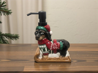 New Dachshund Weiner Dog Christmas Sweater On Sleigh Soap Dispenser Decoration