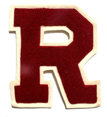 Vtg Large Varsity Letterman's Embroidered Cardigan Patch "R" Red & White