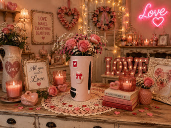 New Ceramic Pink Timeless Beauty Lipstick Love Letter Flower Vase Planter Decor