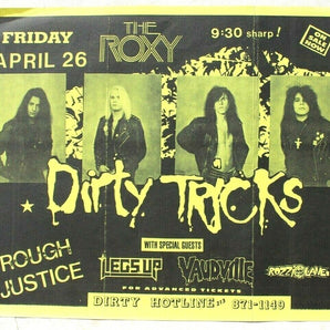 Vtg 1980s 1990s Punk Rock Hair Band Concert Flyer - Dirty Ticks (The Roxy)