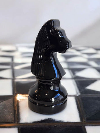 New Black Large Resin Decorative Knight Chess Pieces Room Decor