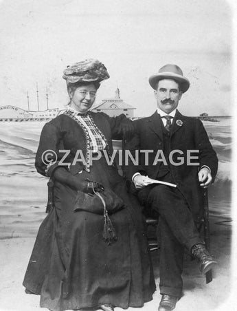 Vintage 1908 Couple Photo With Venice Beach Background Photo #1829
