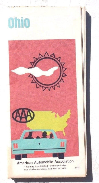 VINTAGE 1968 American Automobile Association OHIO State Map