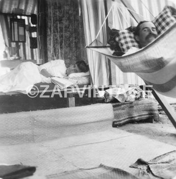 Vintage 1910 Zaida & Will Lounging In A beach Tent Photo Image #1748