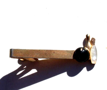 Vtg Swank Bowling Gemstone (Agate Stone Geode Crystal) Western Tie Clip Decor
