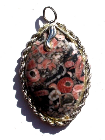 Vintage Gemstone (Agate Stone Geode Crystal) Necklace Pendant Jewelry
