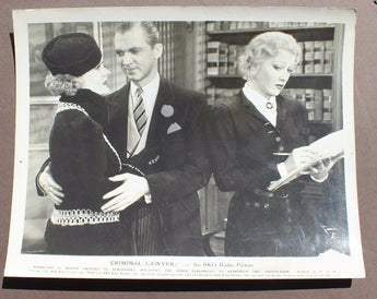 Vintage B&W 1936 Criminal Lawyer Movie Press Kit Photo