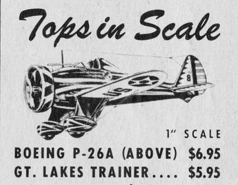 Vintage 1950s Tops Boeing P-26A Model Airplane Advertisement Ad Photo #2985