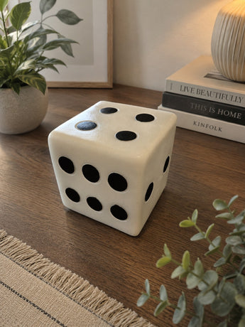 New MCM Resin Black & White Casino Gambling Dice Six Sided Room Decor Figurine