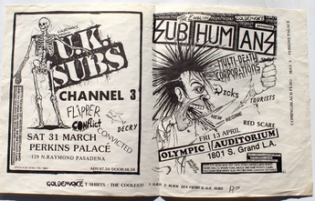 Vtg Rock Thrash Heavy Metal Band Concert Flyer - Goldenvoice U.K. Subs