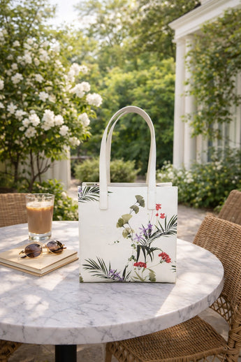 New NWT Ted Baker London "The Icon" Small Wite Floral Tote / Purse