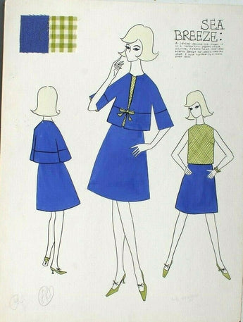 Vtg 1962 Retro MCM Fashion Designer Presentation (Mood) Sketch Board (23 of 40)