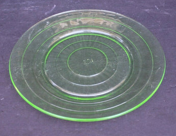 Rare 1900s Vintage Green Depression MCM Art Deco Glass Ribbed Saucers Plates