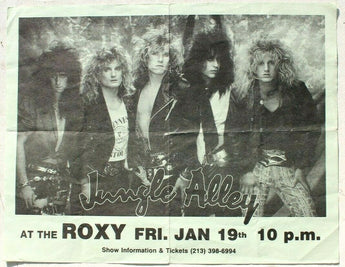 Vtg 1980s 1990s Punk Rock Hair Band Concert Flyer - Jungle Alley (The Roxy)
