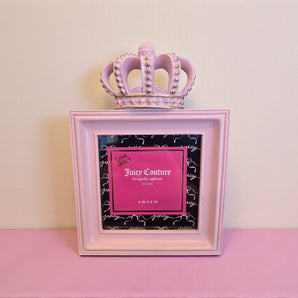 New Baby Pink / Gold Juicy Couture Crown Hollywood Regency Picture Frame 4x4
