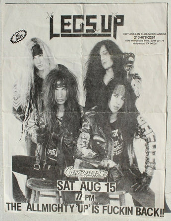 Vtg 1980s 1990s Punk Rock Hair Band Concert Flyer Legs Up (Gazzarris) Feb 15
