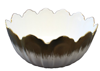 New Retro Kitchen Dinning BH Beekman Home Gold / White Serving Sald Bowl