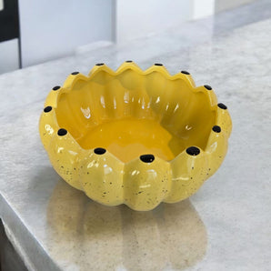 New Retro Modern Ceramic Yellow / Black Spackle Kitchen Banana Bowl Kitchen