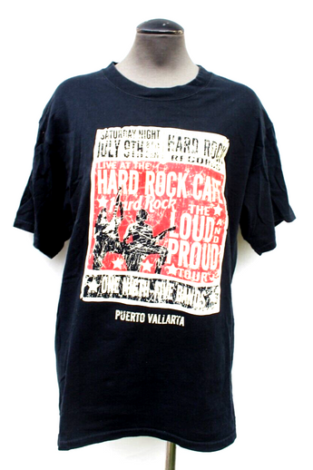 Vtg Hard Rock Records Graphic Tee Black Concert T-Shirt Tee Shirt - Large