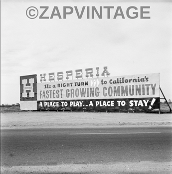 Vintage 1959 Hesperia California Main Street & Hwy 66 Large Sign Photo #1172