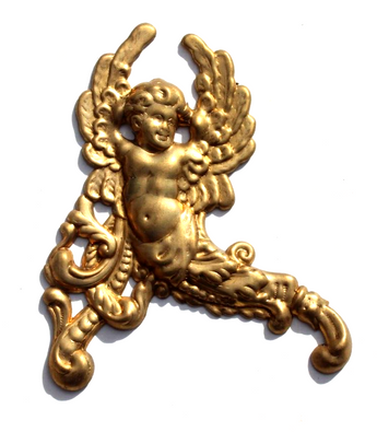 Antique Victorian Dollhouse Gold Cherub Victorian Metal Decorative Angel