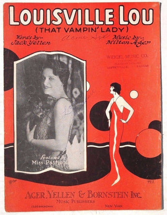Vintage 1923 Sheet Music: Louisville Lou (That Vampin Lady) Words Jack Yellen