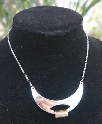 Sealed Vintage 1970's Metal Crescent Moon Abstract Jewelry Choker Necklace #1