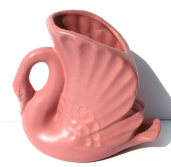 Vtg 1950's Rosemeade Dakota Pottery Pink Swan Planter Pot Country Farmhouse
