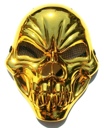 Skull Face Gold Mask Skeleton Warrior Masquerade Burnished Halloween Costume