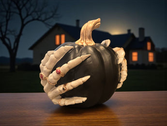 New Halloween Spooky Witch Hands Holding Black Pumpkin Decor Figurine Statue