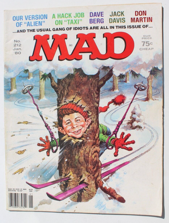 Vintage January 1980 MAD Magazine No. 212 - Skiing Into Tree