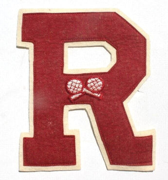 Vtg Lrg Varsity Letterman's Embroidered Cardigan Patch "R" Tennis Red & White