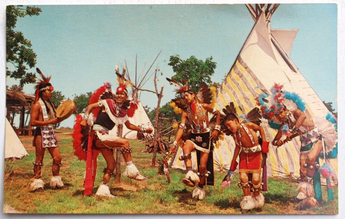 Vintage American Indianan War Dance Indian City USA Photo Postcard