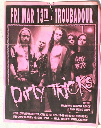 Vtg 1980s 1990s Punk Rock Hair Band Concert Flyer - Dirty Tricks (Troubadour)